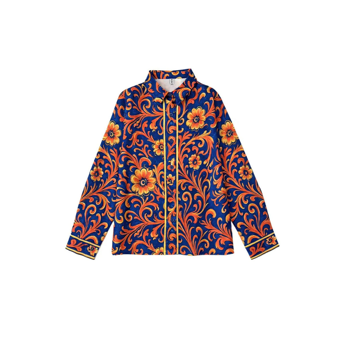 Floral Paisley Print Satin Shirt