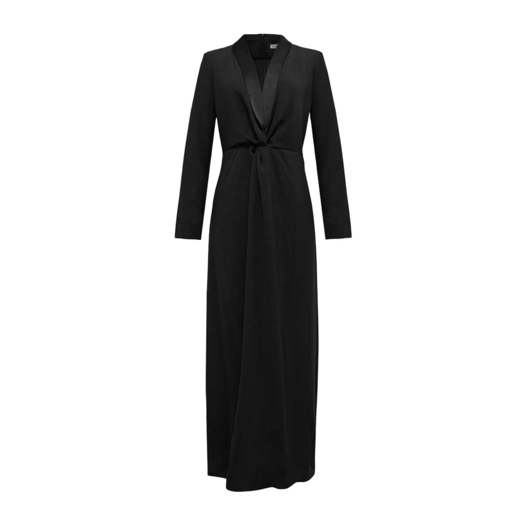 Feather Trim Turtleneck Cape Maxi Dress