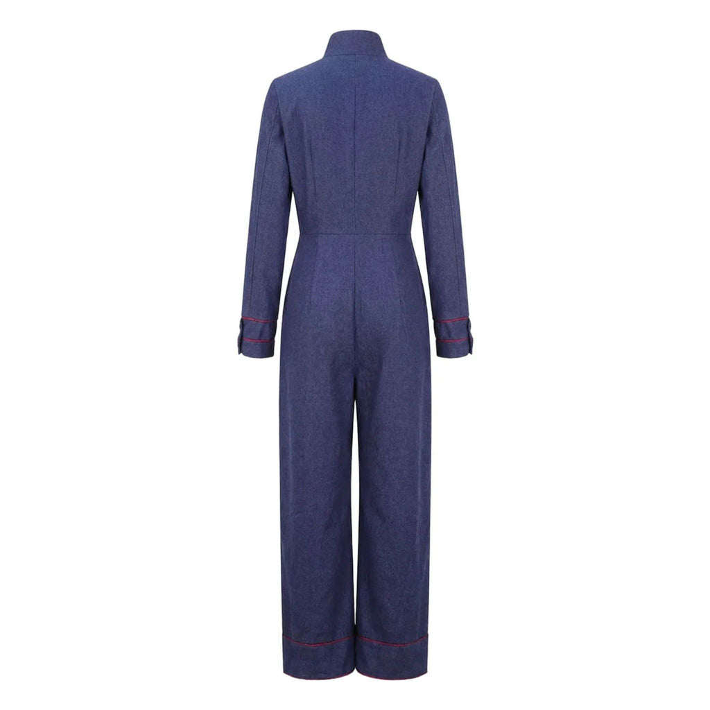 Zip-Up Wide Leg Pant Suit