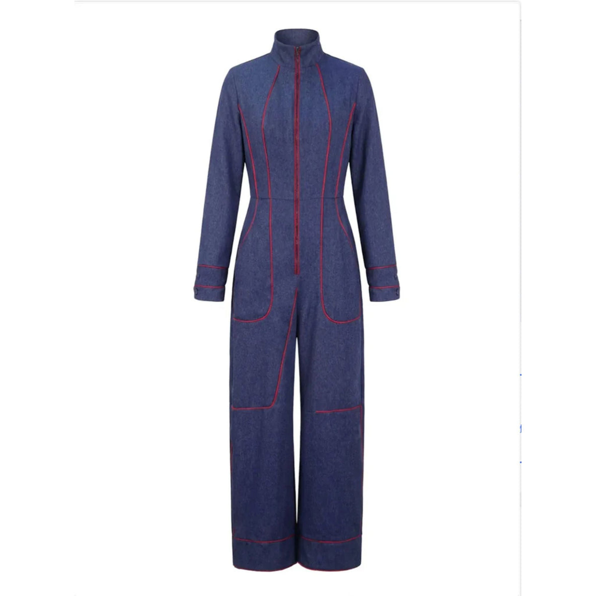 Zip-Up Wide Leg Pant Suit