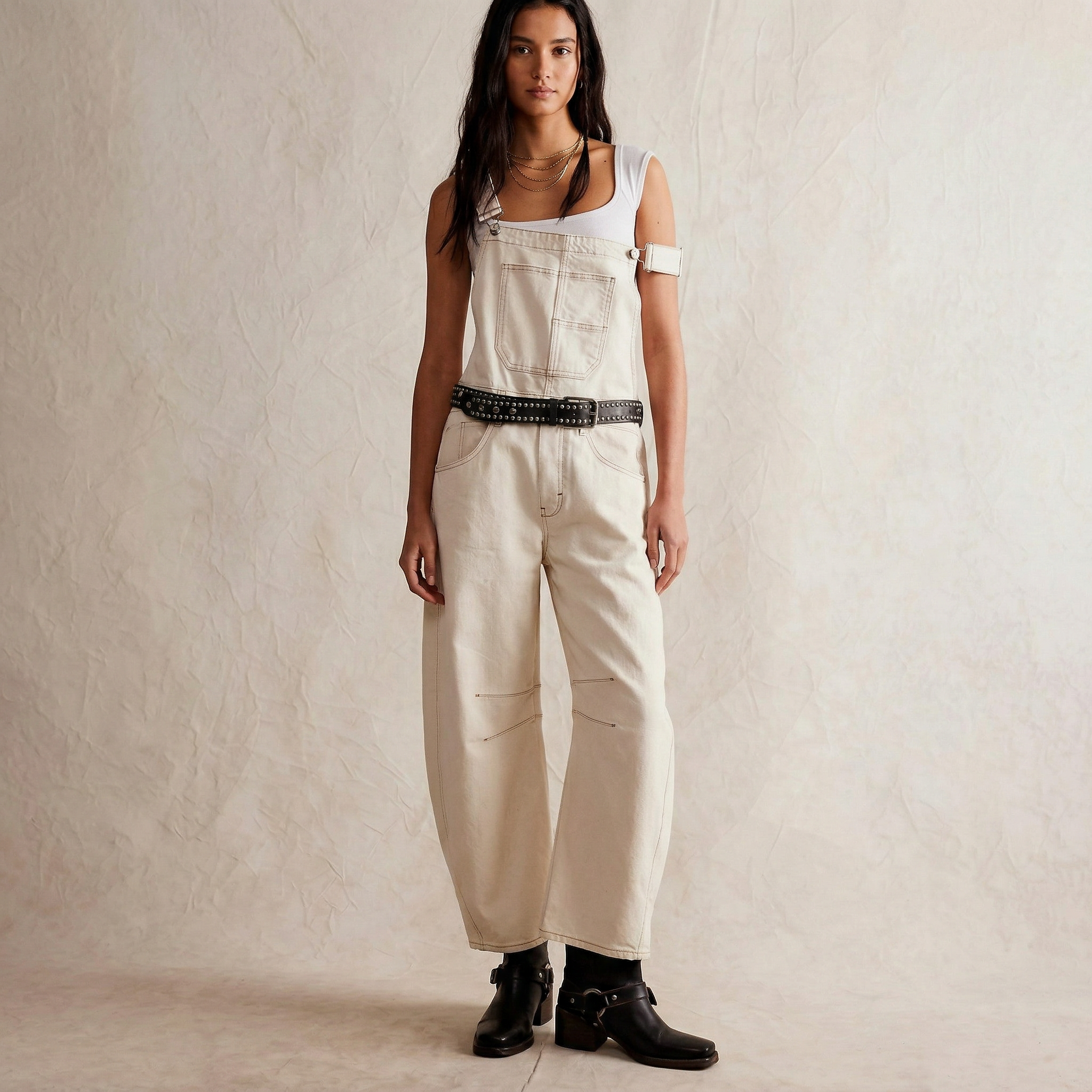 Wide-Leg Denim Overalls