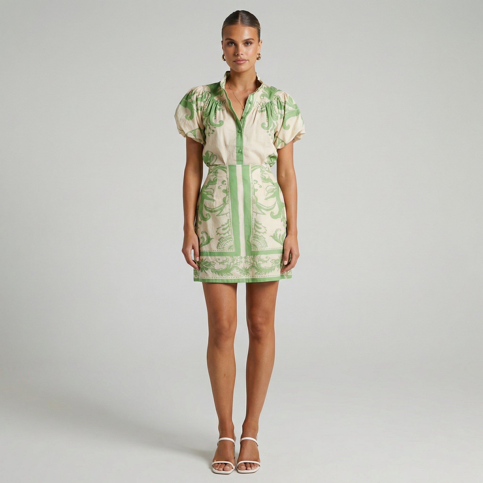 Linen Floral Cocktail Dress