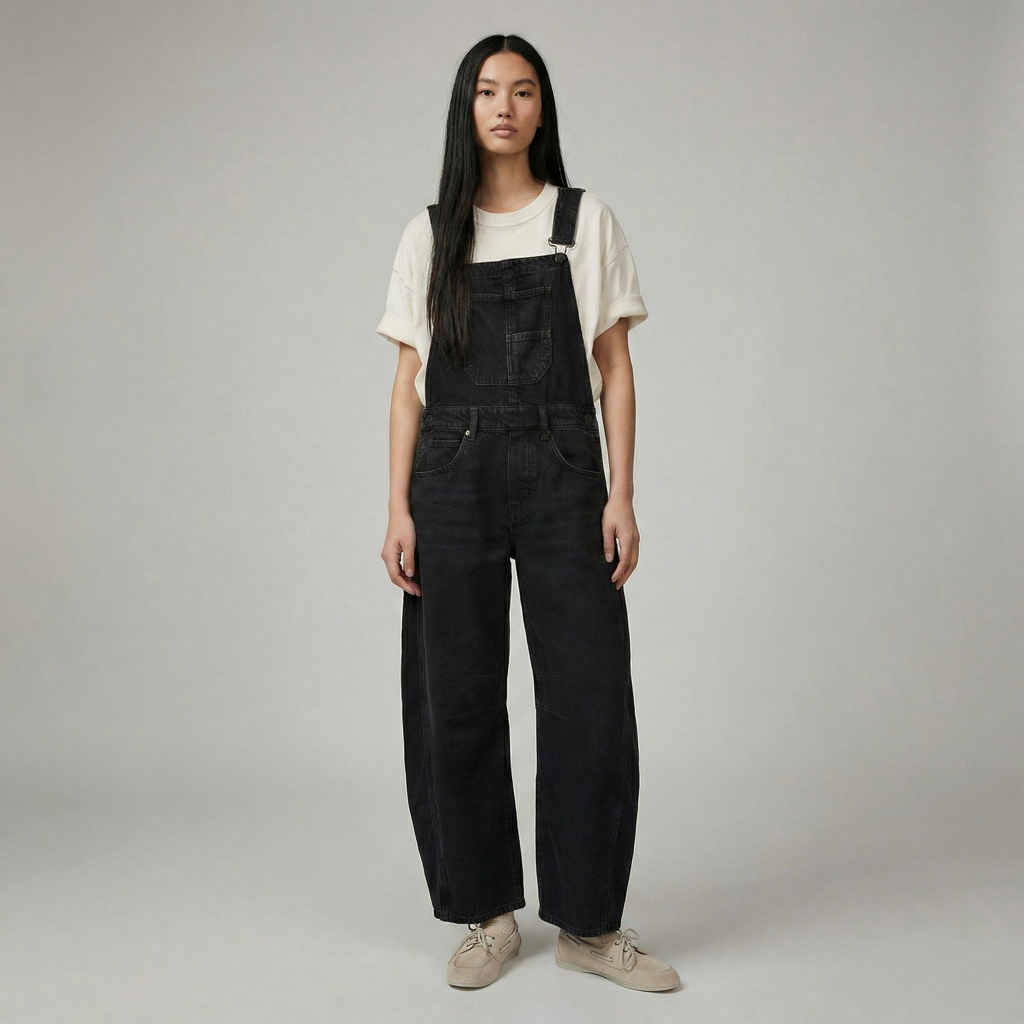 Wide-Leg Denim Overalls