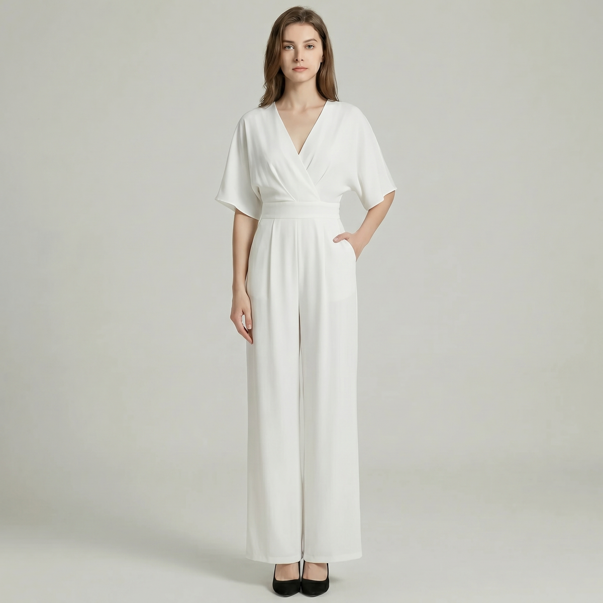 Kimono Sleeve V-Neck Jumpsuit