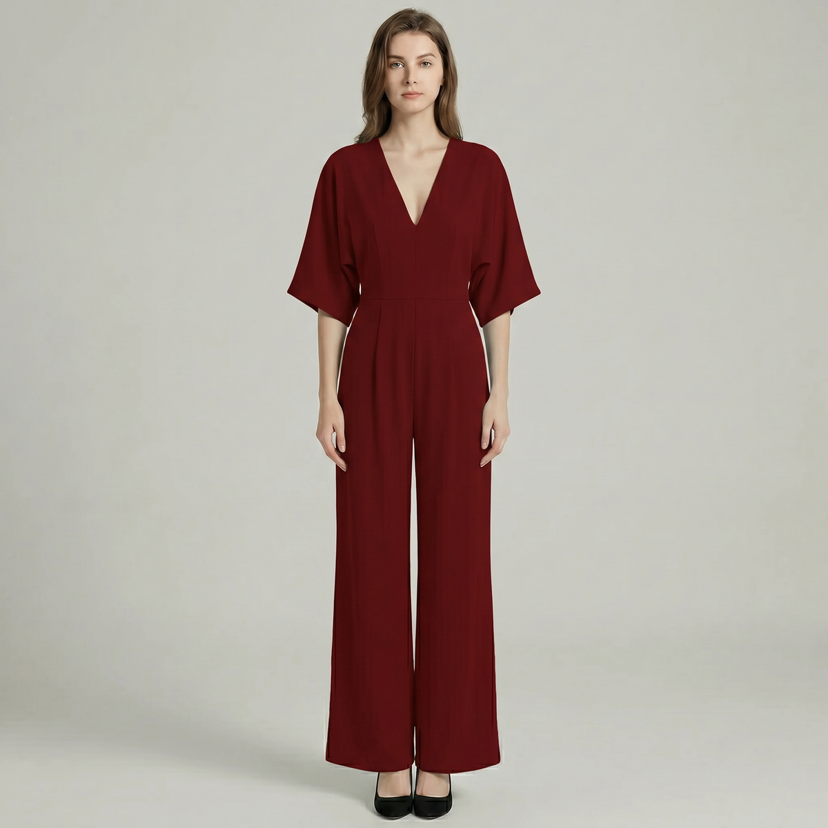 Kimono Sleeve V-Neck Jumpsuit