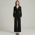 Long Sleeve Wrap Jumpsuit
