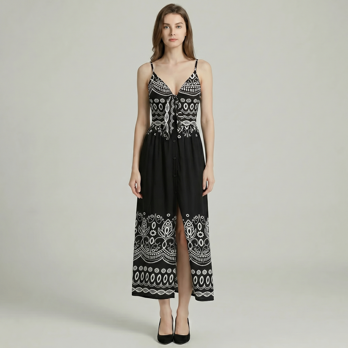 Boho Print Spaghetti Strap Maxi Dress