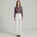 Floral Paisley Print Satin Shirt