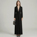 Tuxedo Lapel Deep V Twist Maxi Dress