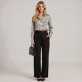 Animal Print Wrap Blouse