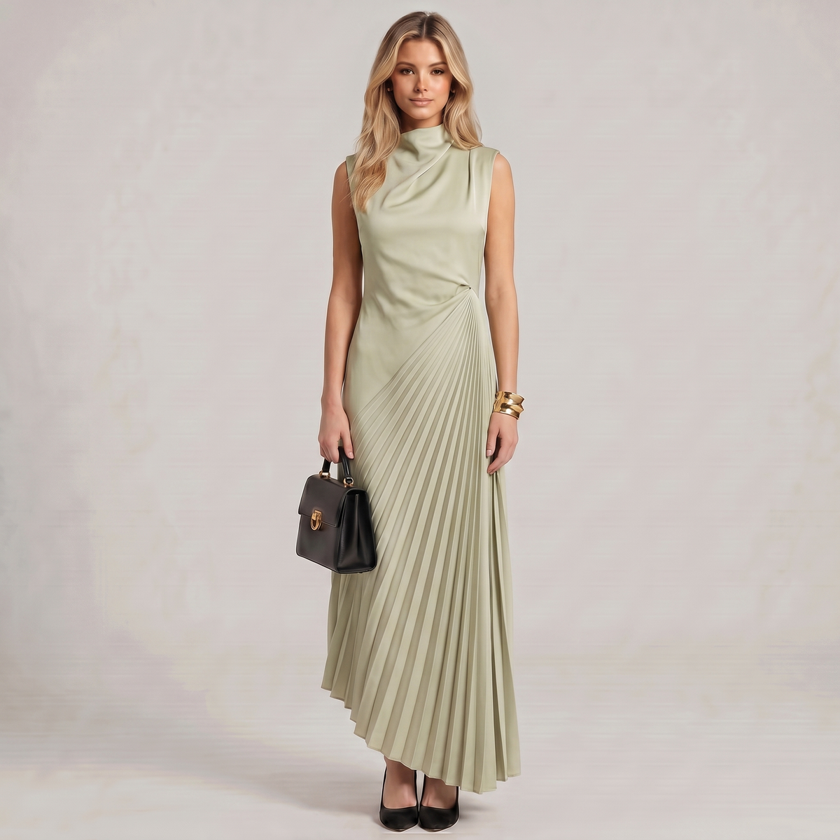 One Shoulder Chiffon Maxi Dress