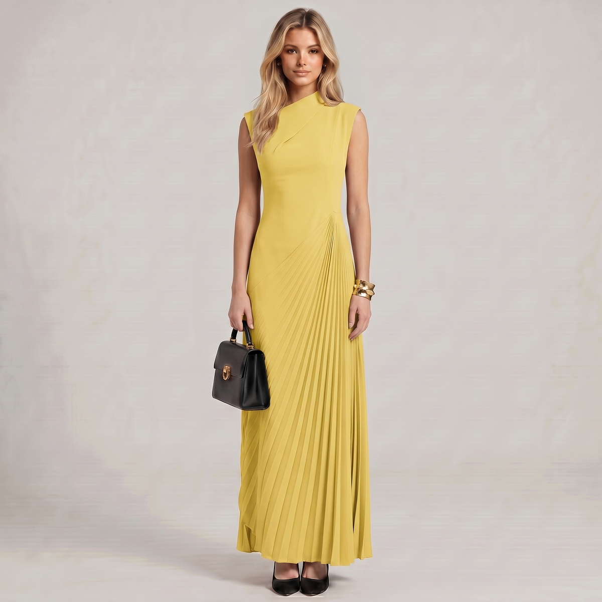 One Shoulder Chiffon Maxi Dress