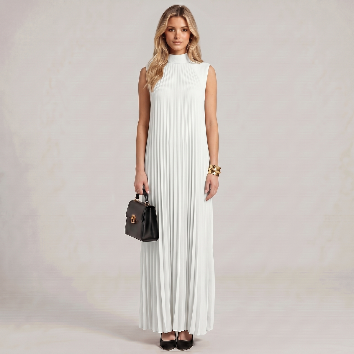 One Shoulder Chiffon Maxi Dress