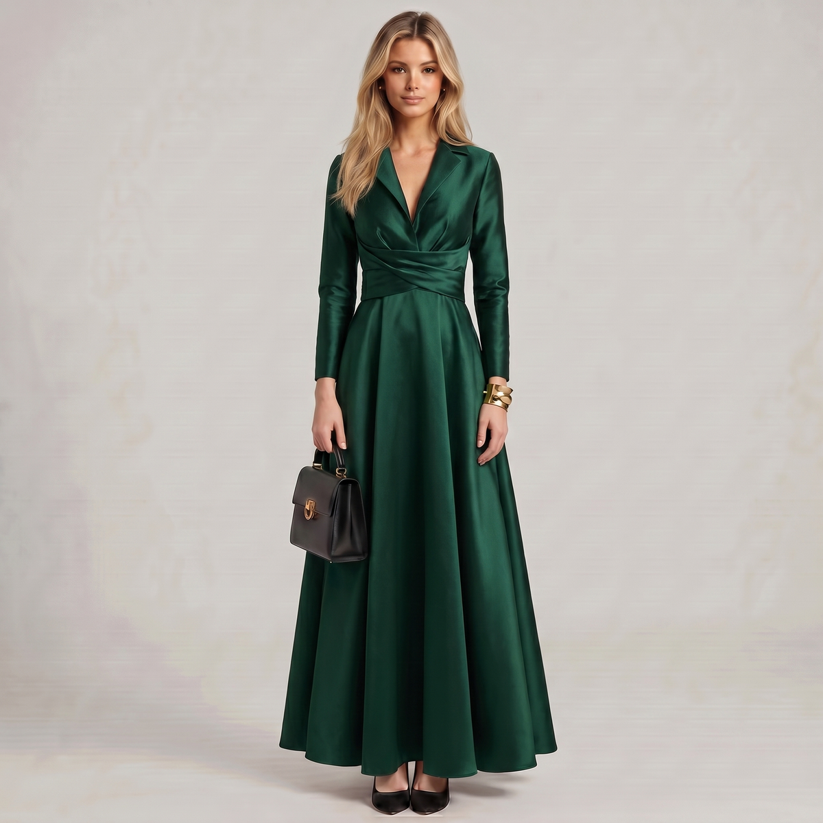 Long Sleeve Ball Gown Maxi Dress