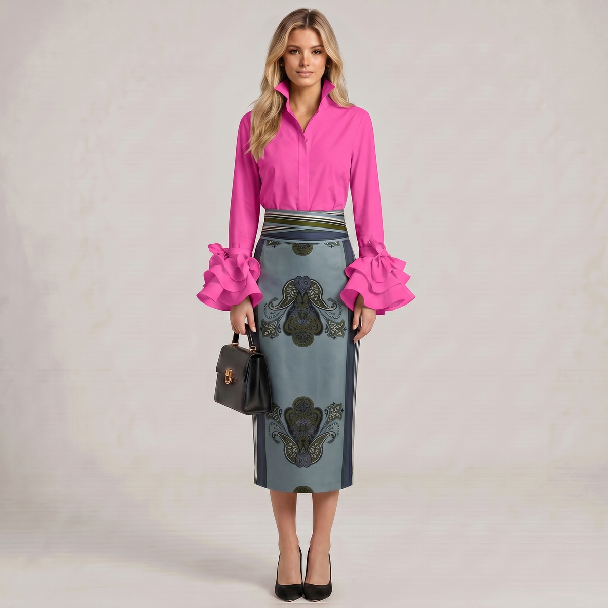 Ruffle Bow Corset Blouse