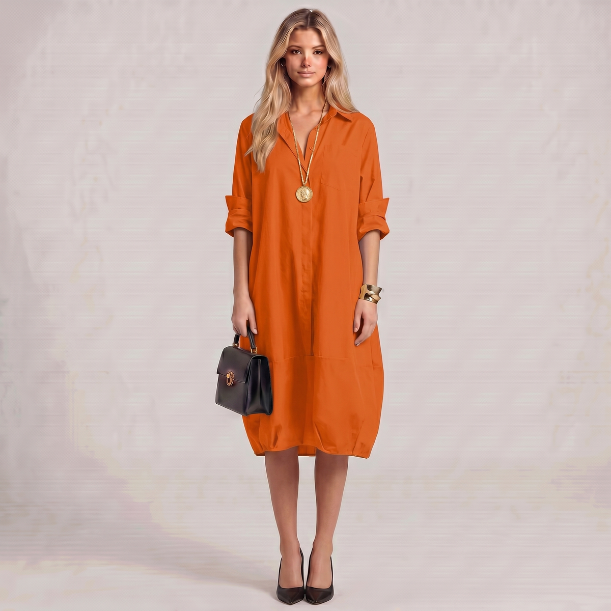 Linen Button Down Midi Dress