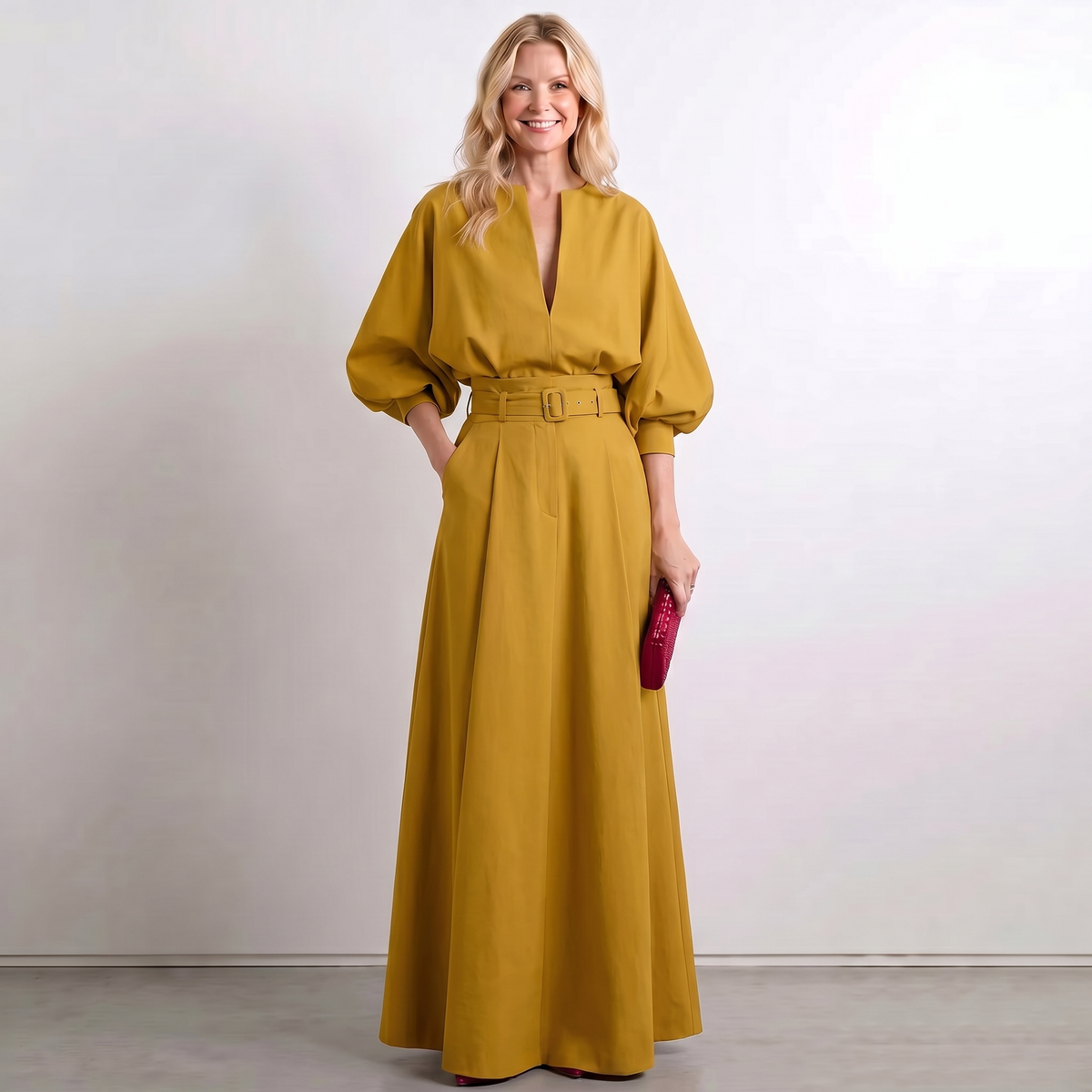 Short Sleeve A-Line Maxi Dress