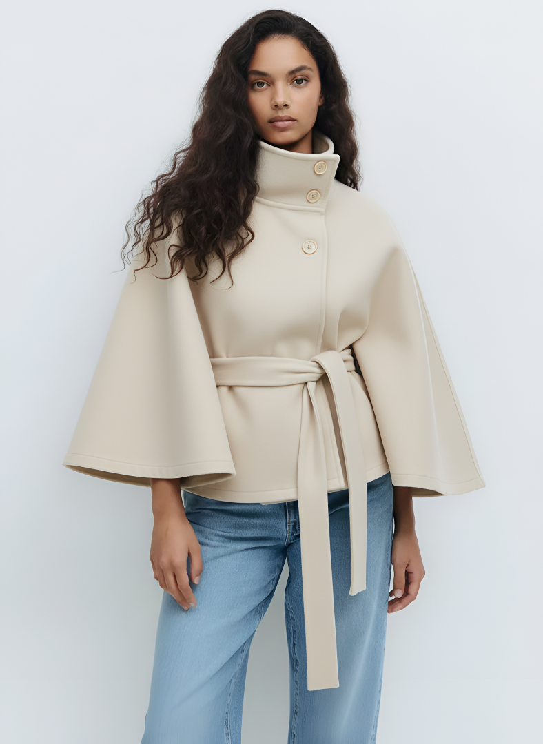 Novara Wool-Blend Cape Coat